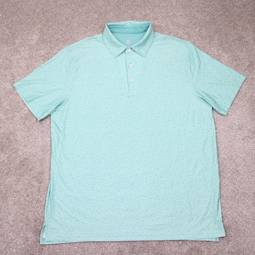 Hickey Freeman Golf Polo Shirt Mens Large‎ Green Floral Stretch S/S Pullover